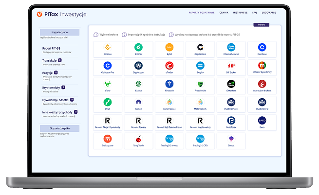 Widok kalkulatora inwestycji giełdowych na ekranie laptopa